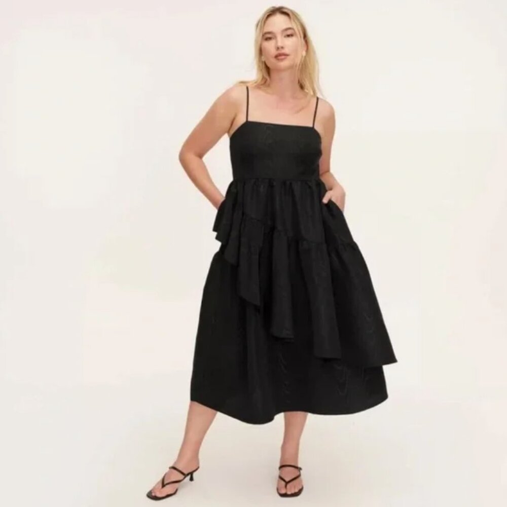 Kate Spade x Target Midi Dress Black Tiered Ruffle‎ Party Cocktail Coquette - Picture 2 of 3